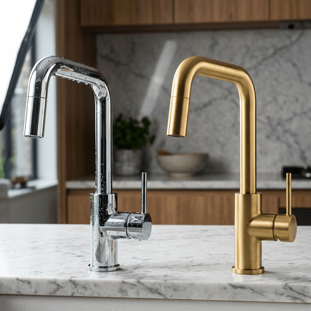 Brushed Brass vs Chrome Kitchen Taps