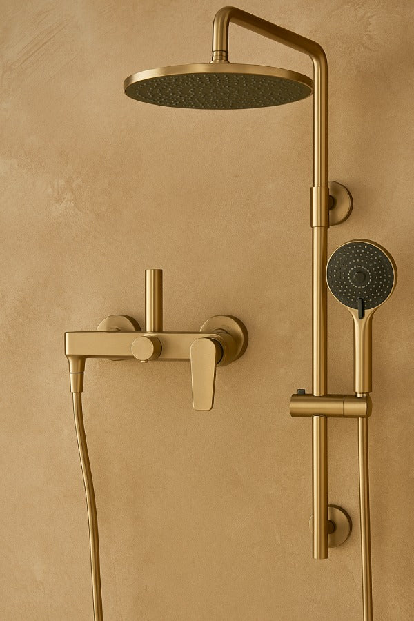 The Hampstead Wall-Mounted Brushed Brass Shower Set