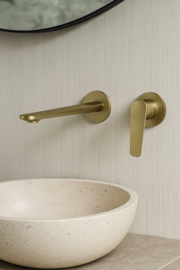 The Hawthorn In-Wall Brushed Brass Basin Mixer Tap
