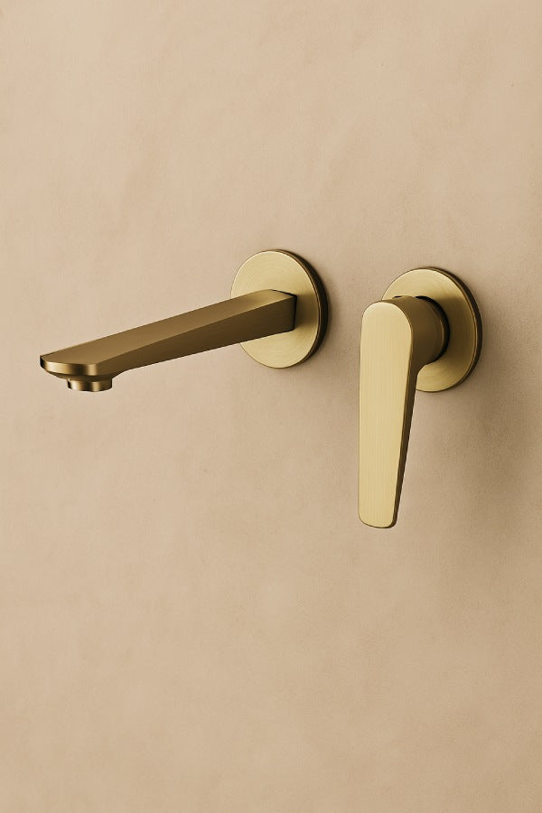 The Hawthorn In-Wall Brushed Brass Basin Mixer Tap