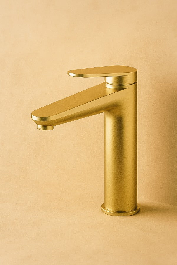 The Langley Brushed Brass Basin Tap