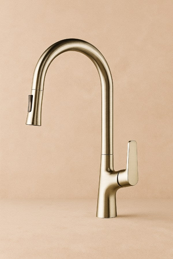 The Sloane Brushed Brass Pull-Out Kitchen Tap